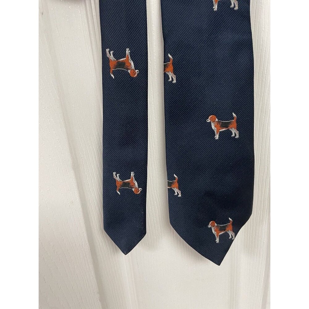 BaekGaard Men's Dog Navy Blue Tie